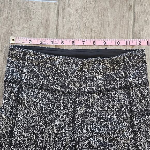Lululemon Pace Rival Crop Leggings Women 4 Black White Pattern Running Training - Picture 4 of 11